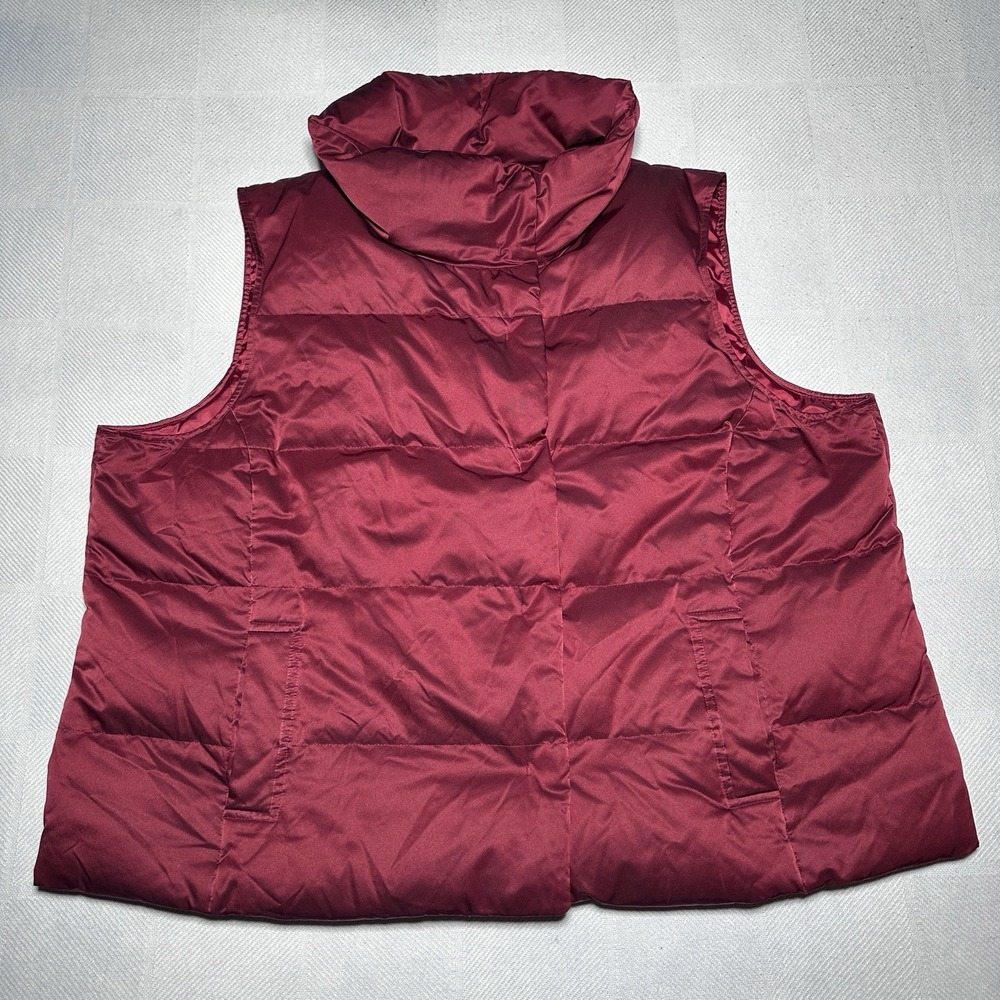 J‎ Jill Puffer Vest Womens Size 4X Down Filled Quilted Red Burgundy Funnel Neck